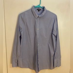Express size medium button down blue cotton blouse shirt business casual